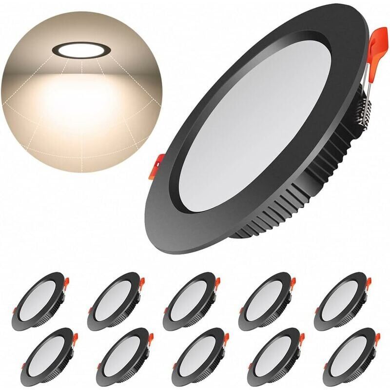 10 Pack Recessed LED Spotlight, 7W 3000K Warm White, IP44, AC 220 to 240V, Cutout 7 to 8.5 cm - Image 1