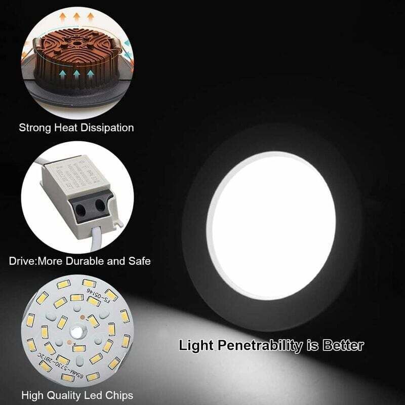 10 Pack Recessed LED Spotlight, 7W 3000K Warm White, IP44, AC 220 to 240V, Cutout 7 to 8.5 cm - Image 3
