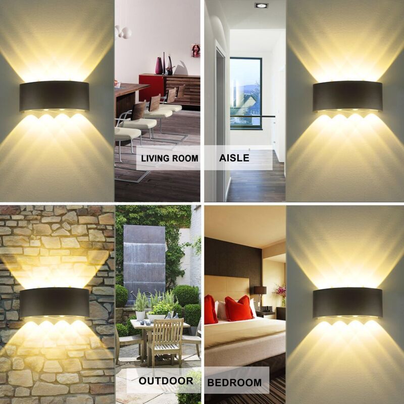 Wall Lamp, LED 8W IP65 Waterproof Aluminum Up Down Light, Warm White - Image 2