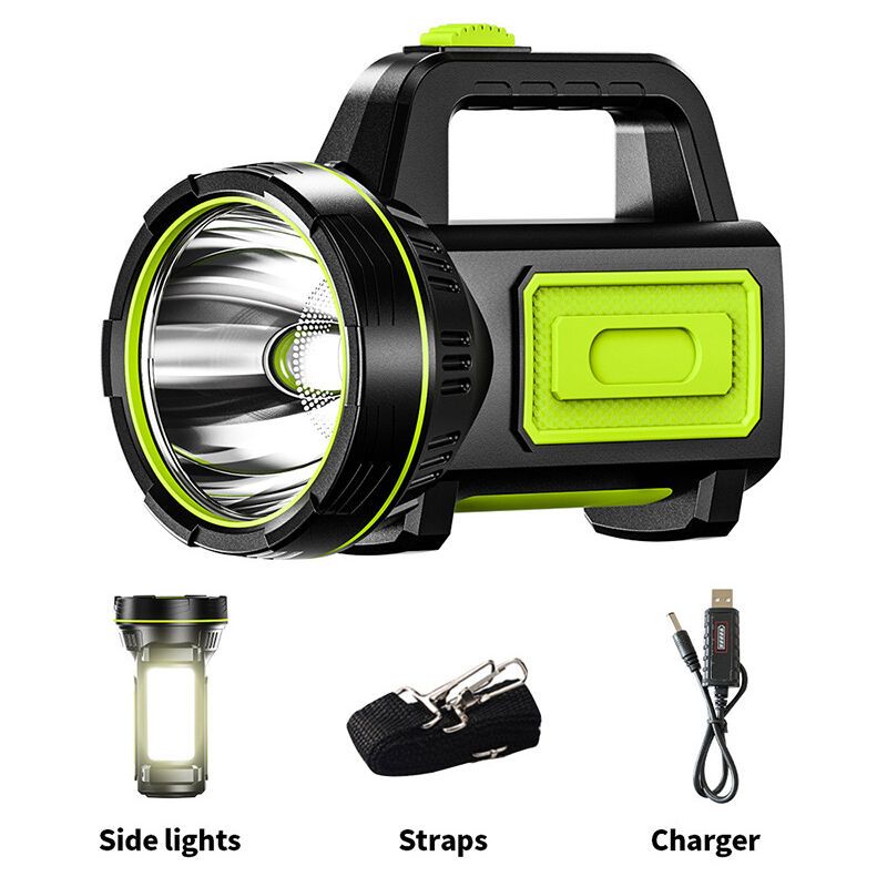 USB Rechargeable LED Flashlight with Side Light, Waterproof Emergency Torch - Image 1