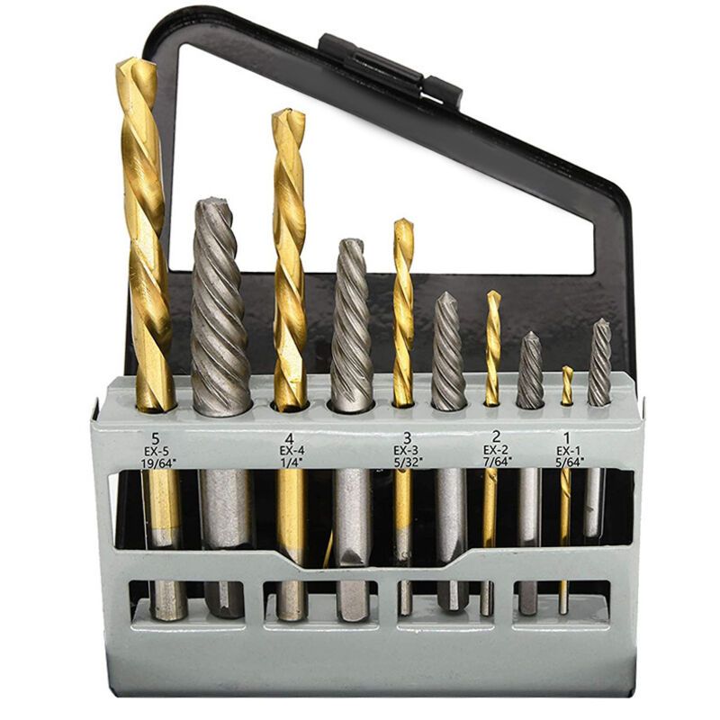 10 Pack Left Hand Screw Extractor and Drill Bit Set, Cobalt Countersink for Drill - Image 1