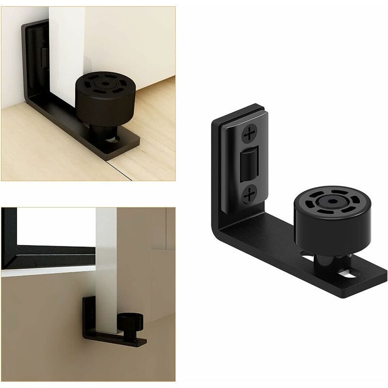 Sliding Door Floor Guide, Adjustable Black Bottom Guide for Sliding Wooden Door - Image 3
