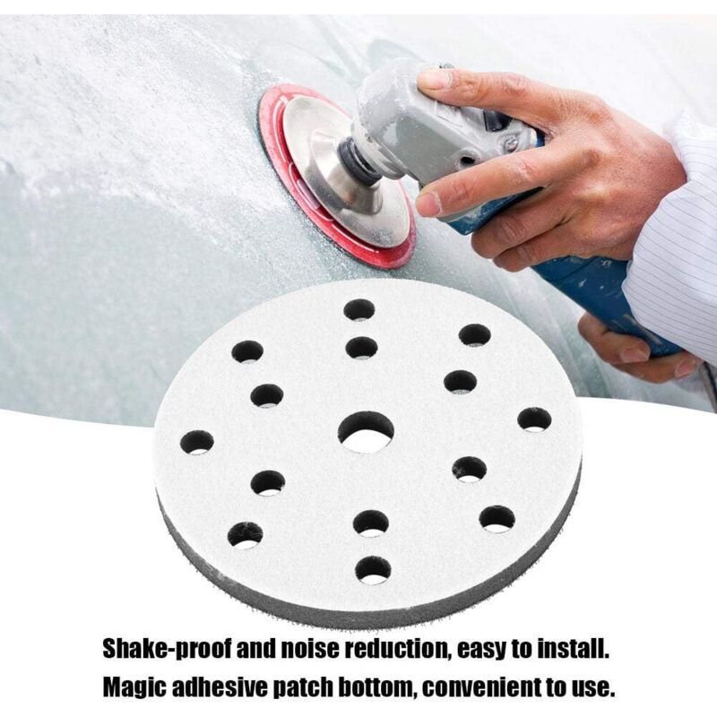 10 Pack Soft Sanding Pad, 15 Hole Soft Sponge Interface Pad, Diameter 150 mm - Image 2