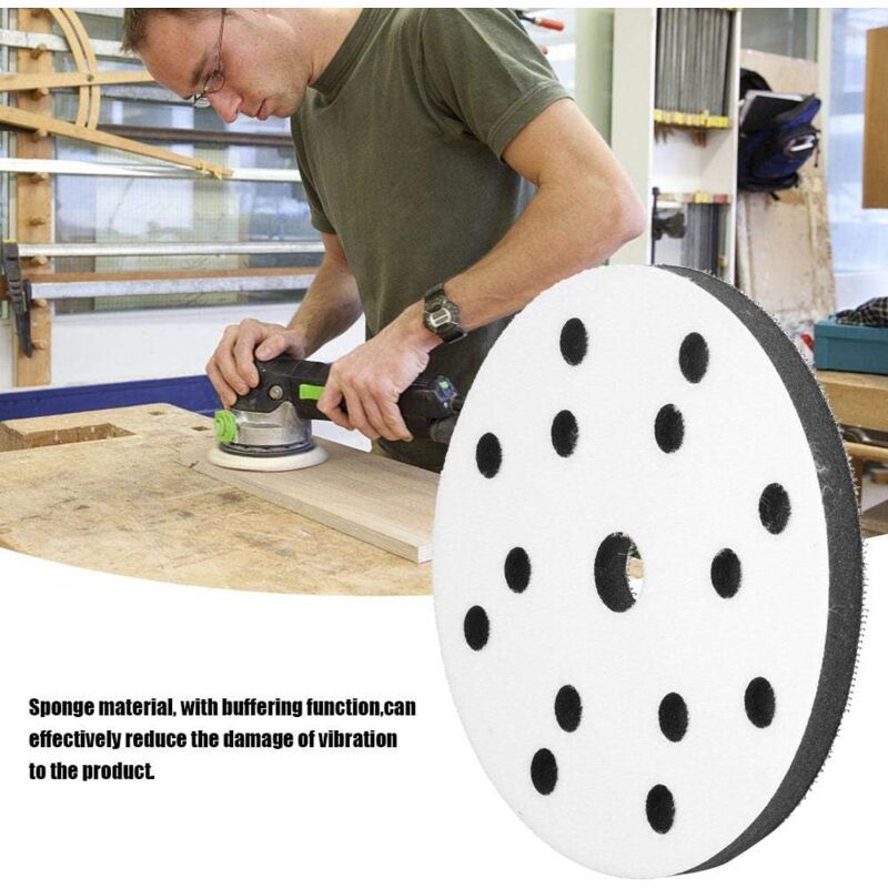10 Pack Soft Sanding Pad, 15 Hole Soft Sponge Interface Pad, Diameter 150 mm - Image 4