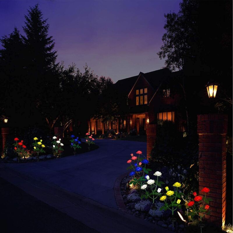 Solar Rose Flower Lights for Outdoor Garden Decor, White - Image 2