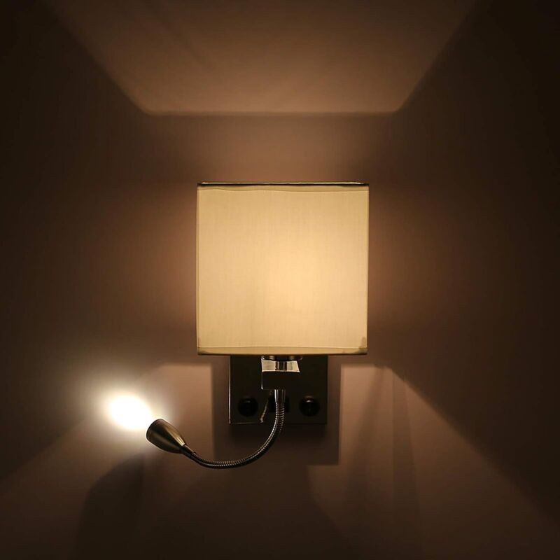 Bedside Wall Lamp with Flexible USB LED Reading Light, E27 Swing Arm Holder, 1 USB Port - Image 3