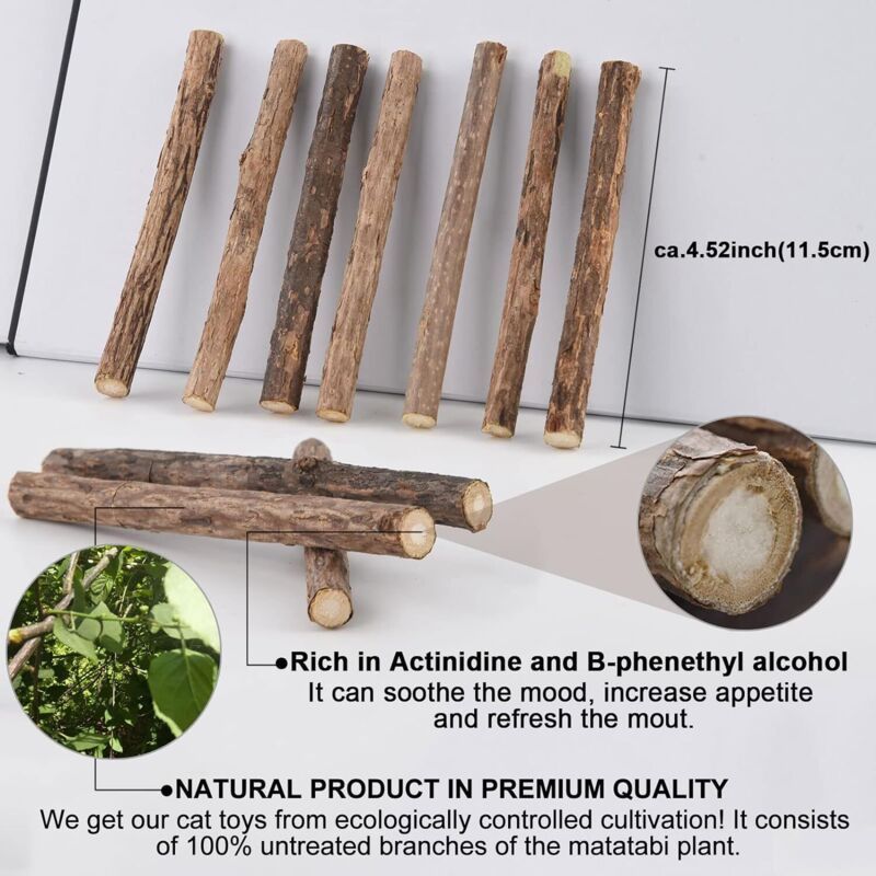 10 Pack Matatabi Sticks for Cats, Natural Dried Catnip Chew Toy - Image 3