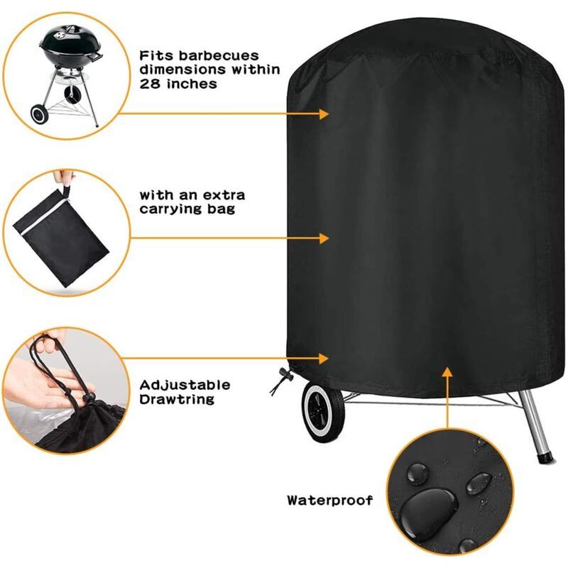 Barbecue Cover for Barbecue and Smoker, Black, 58 x 78 cm - Image 4