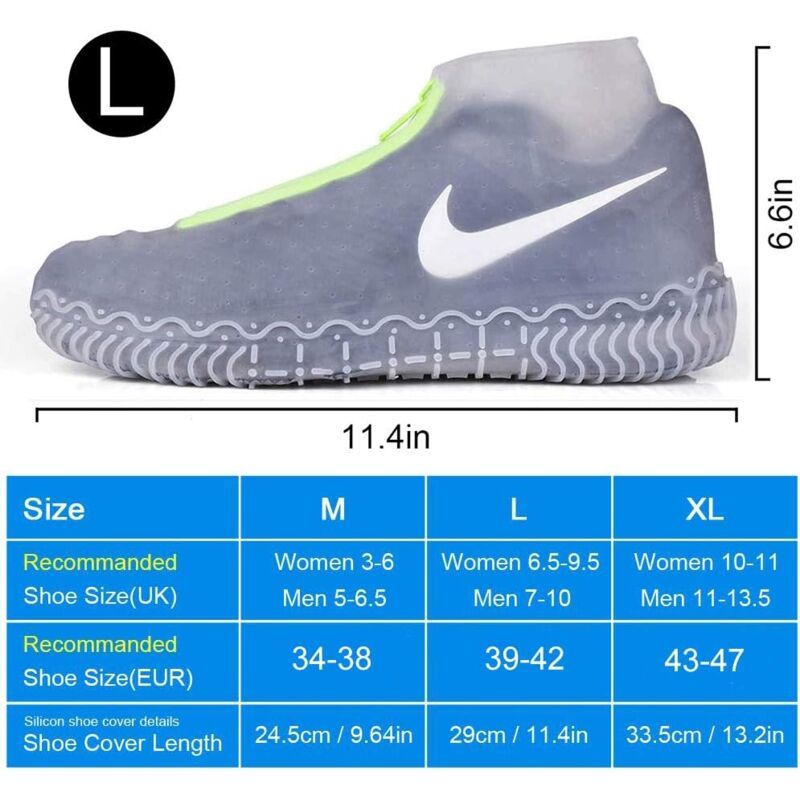 Reusable Silicone Shoe Covers with Non Slip Reinforced Sole, L 39 to 42 - Image 3