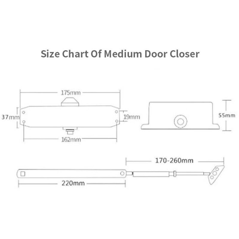 1 Piece Hydraulic Automatic Door Closer with Rotating Arm, for 45 to 85 kg Doors - Image 2