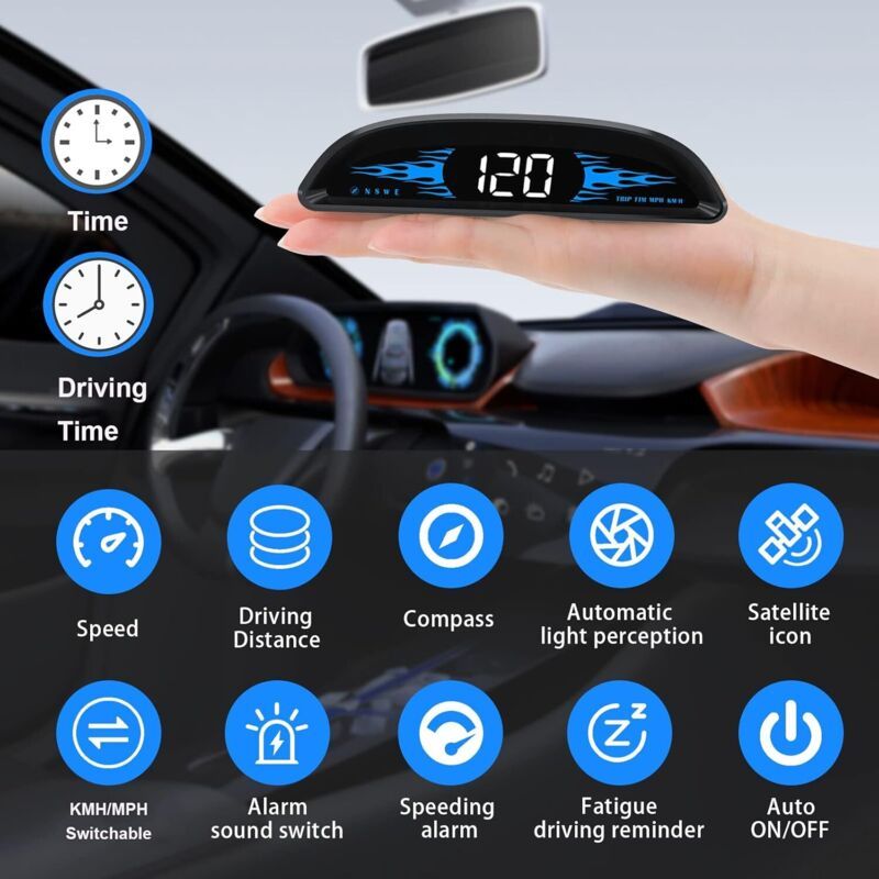 Car HUD GPS Speedometer, Universal Windshield Display with Overspeed Alarm, USB Plug and Play, 4 Inch - Image 2