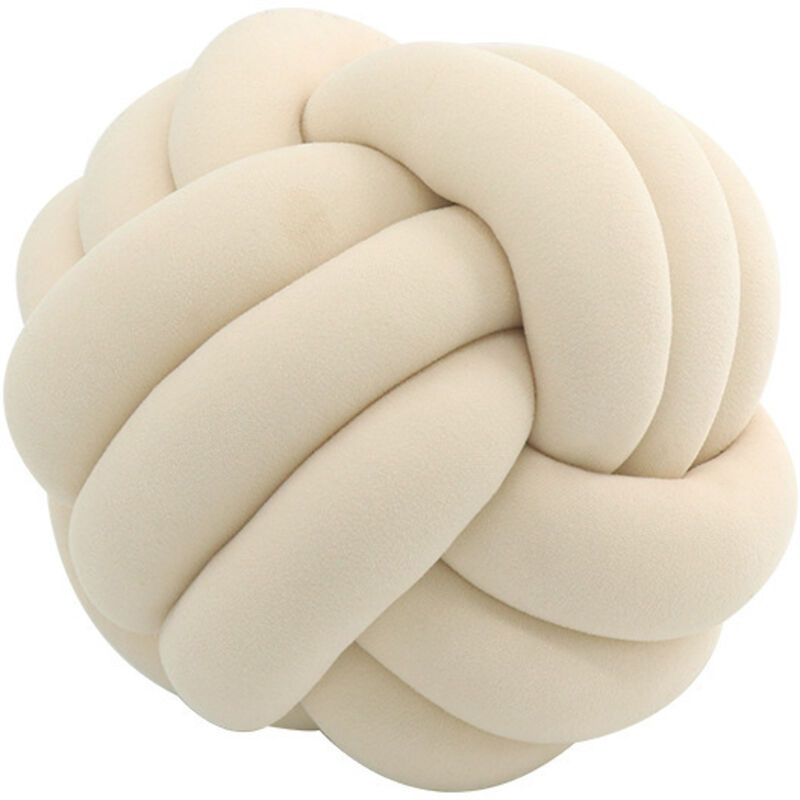 Round Knotted Cushion, Milk White, 20 cm - Image 1