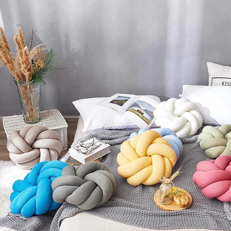 Round Knotted Cushion, Milk White, 20 cm - Image 3