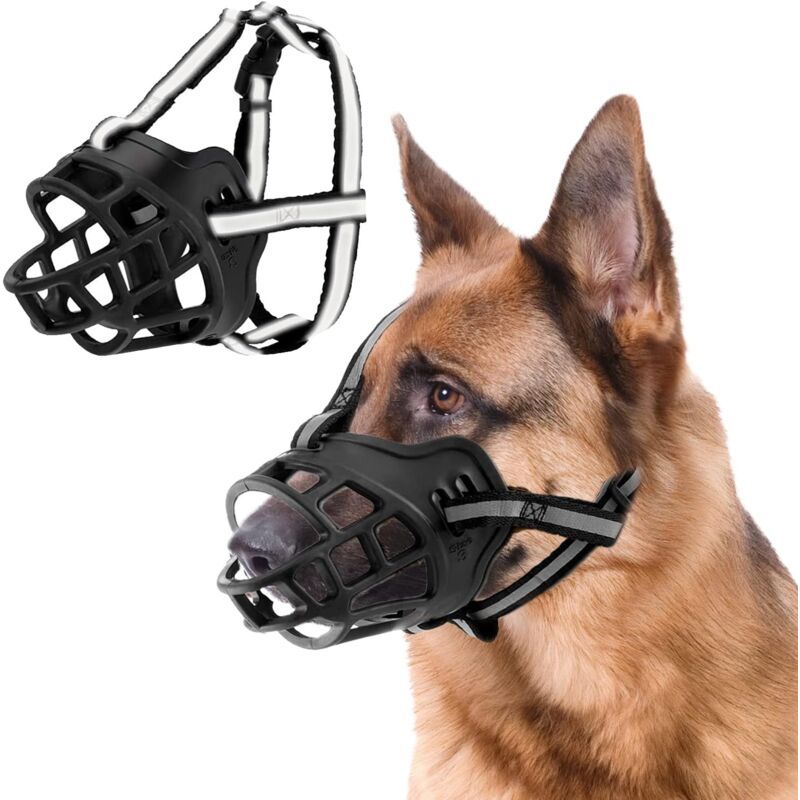 Dog Muzzle with Breathable Mesh and Nylon Headband for Small Medium and Large Dogs, L - Image 1