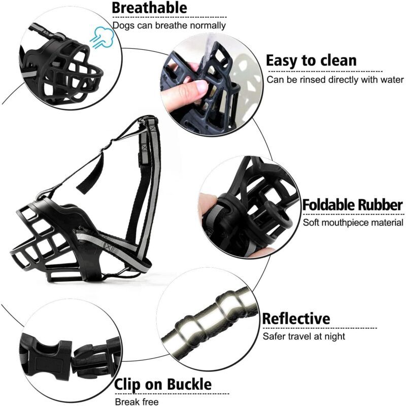 Dog Muzzle with Breathable Mesh and Nylon Headband for Small Medium and Large Dogs, L - Image 3