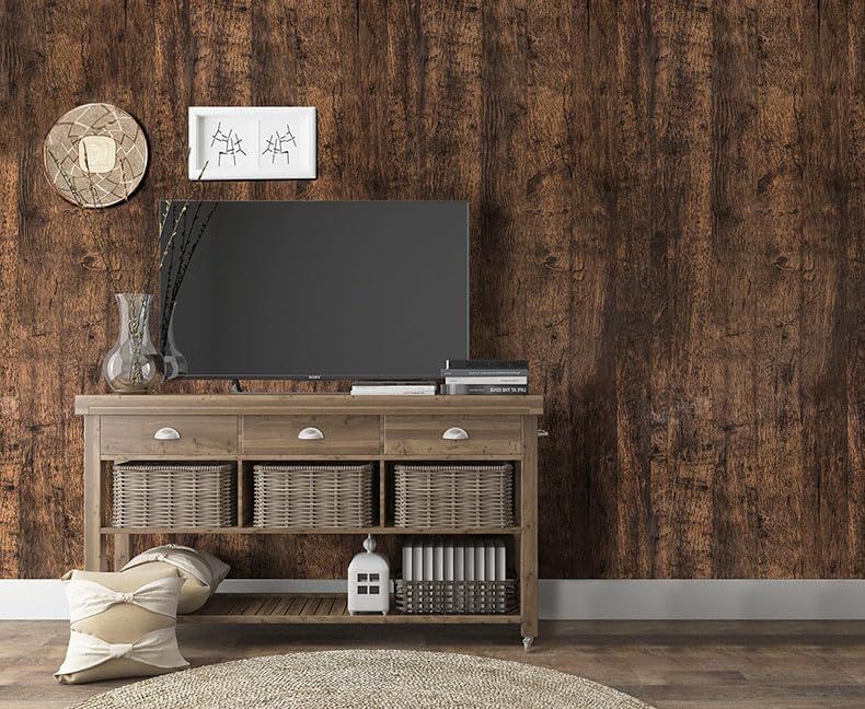 Self Adhesive Vinyl Wallpaper For Furniture Countertop Light brown wood grain Pattern Decorative Sticker,0.45*6M - Image 3