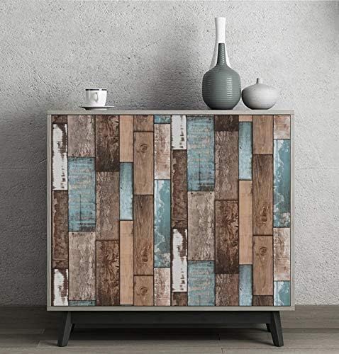 Self Adhesive Vinyl Wallpaper For Furniture Countertop Emerald green brown wood grain Pattern Decorative Sticker,0.45*6M - Image 4