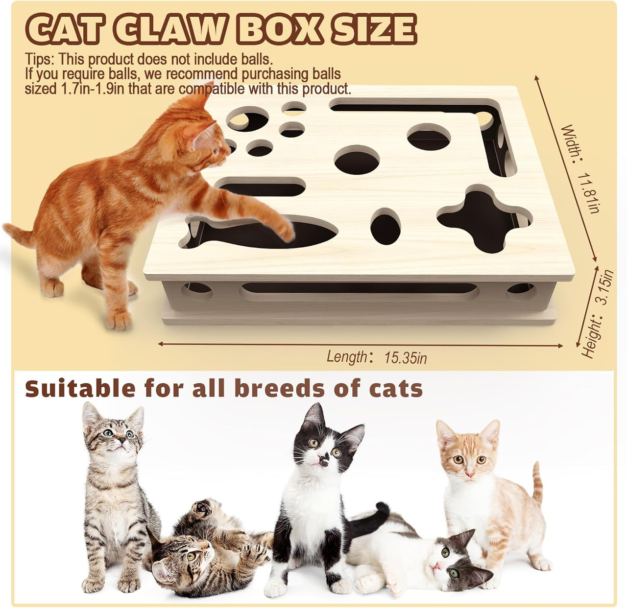 Multi-Functional Cat Claw Care Enrichment Box | Durable Wood Scratcher & Interactive Puzzle for Feline Wellness - Image 4