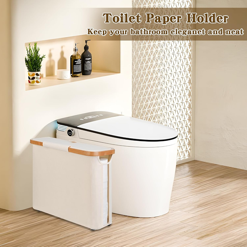 Toilet Paper Storage Basket with Lid, Holds 9-12 Rolls，Beige - Image 6