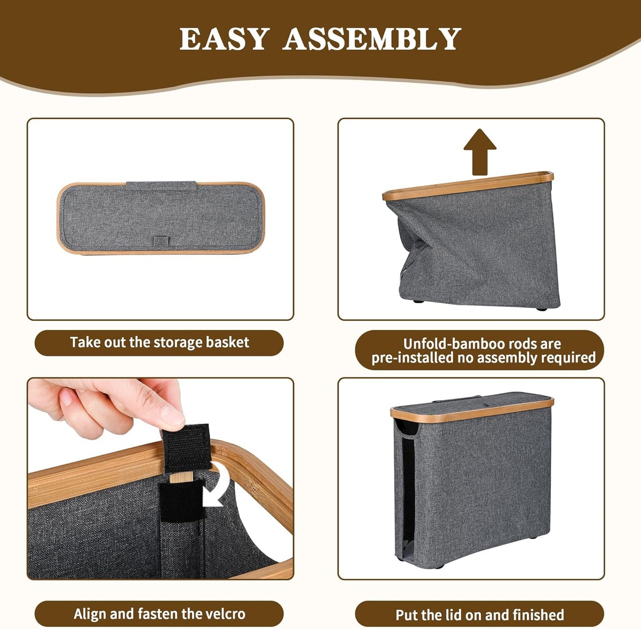 Toilet Paper Storage Basket with Lid, Holds 9-12 Rolls，gray - Image 5