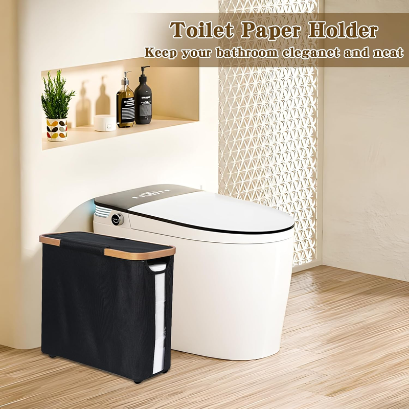 Toilet Paper Storage Basket with Lid, Holds 9-12 Rolls，black - Image 6
