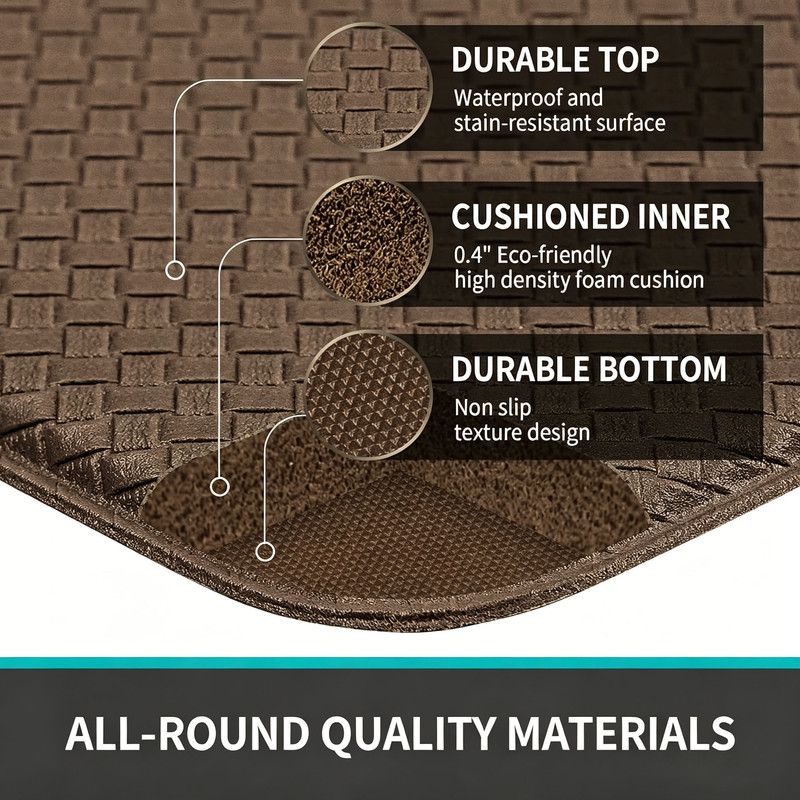 Brown Non-Slip Kitchen Mats , Easy Clean Stain Resistant Kitchen Rugs for Sink, Laundry, Office（44*150*0.8cm） - Image 2