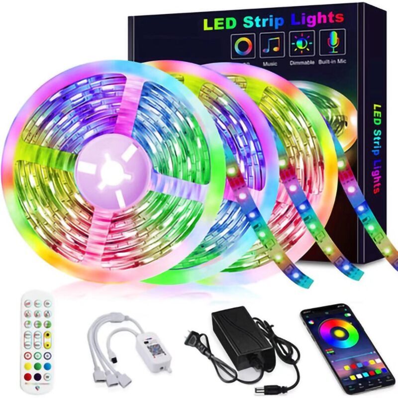 LED Strip Light 15M Bluetooth 5050 RGB 12V 270 LEDs with App Remote Controller - Image 1