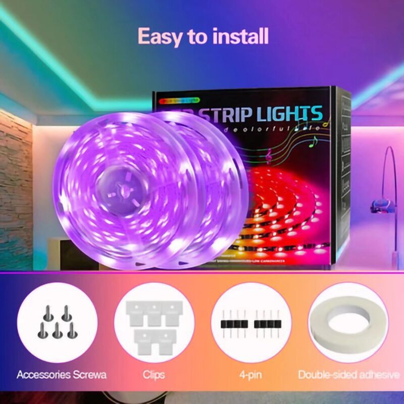 LED Strip Light 15M Bluetooth 5050 RGB 12V 270 LEDs with App Remote Controller - Image 4