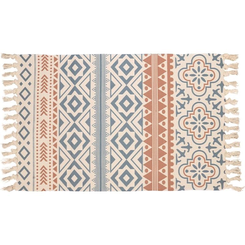 Bohemian Cotton Rug with Fringe for Living Room Bedroom, 60 x 90 cm - Image 1