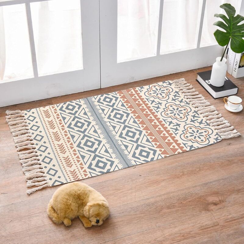 Bohemian Cotton Rug with Fringe for Living Room Bedroom, 60 x 90 cm - Image 2
