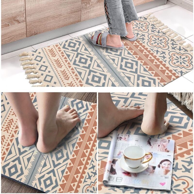 Bohemian Cotton Rug with Fringe for Living Room Bedroom, 60 x 90 cm - Image 3