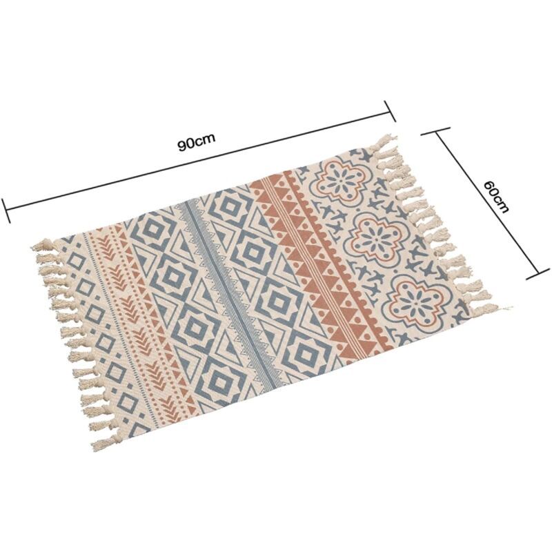 Bohemian Cotton Rug with Fringe for Living Room Bedroom, 60 x 90 cm - Image 4