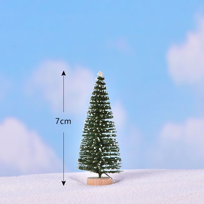 6 Pcs Mini Artificial Christmas Trees with Snow Flocking, 7 cm - Image 1