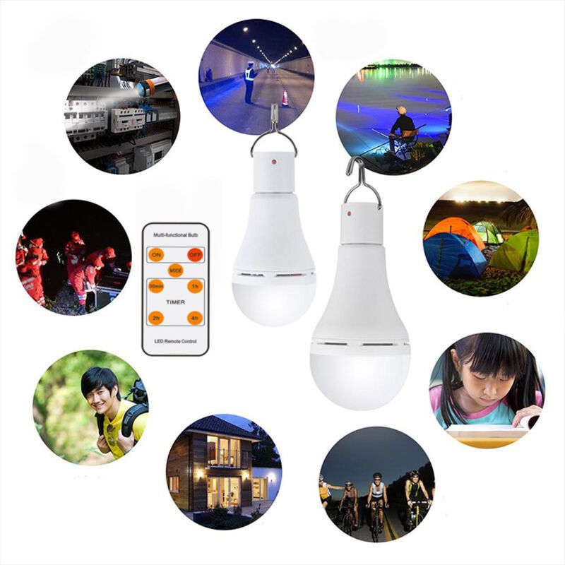 USB Rechargeable 7W E27 LED Light Bulb with Remote Control and Hook - Image 3