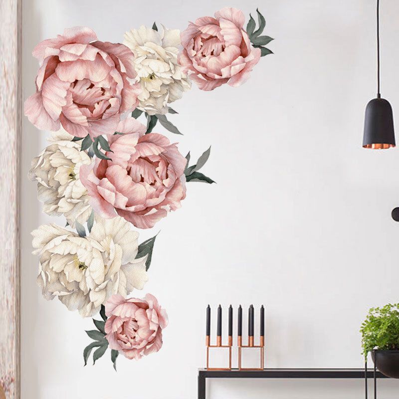 Rose Peony Flower Wall Stickers Floral Wallpaper Art for Living Room Bedroom, 40 x 60 cm - Image 2