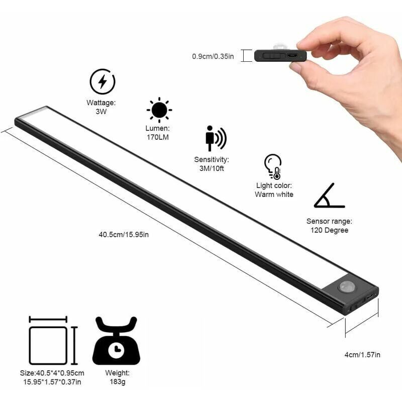 1 Piece LED Cupboard Lamp 3000K 220V Black - Image 2