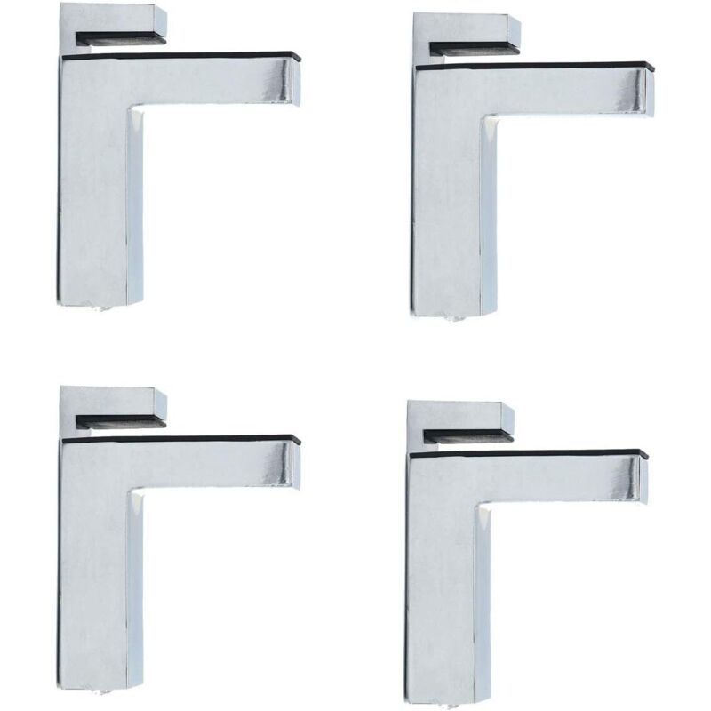 4 Pcs F Shape Glass Clamps Wall Mount Adjustable Shelf Brackets Chrome, 6 to 28 mm - Image 1