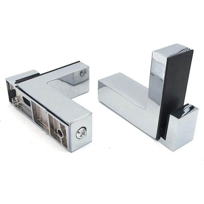 4 Pcs F Shape Glass Clamps Wall Mount Adjustable Shelf Brackets Chrome, 6 to 28 mm - Image 2