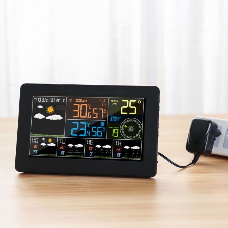 WiFi Color Weather Station with App Indoor Outdoor Temperature Humidity Pressure Wind Speed Clock - Image 1