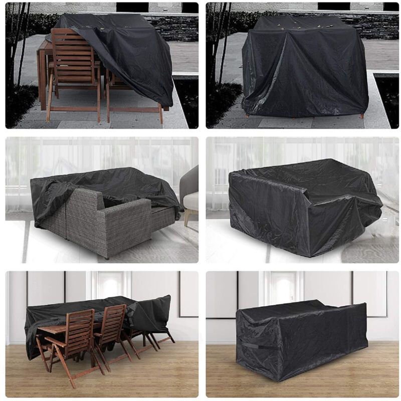 Black Oxford Rectangular Garden Furniture Table Cover with UV Protection, 210 x 140 x 80 cm - Image 2