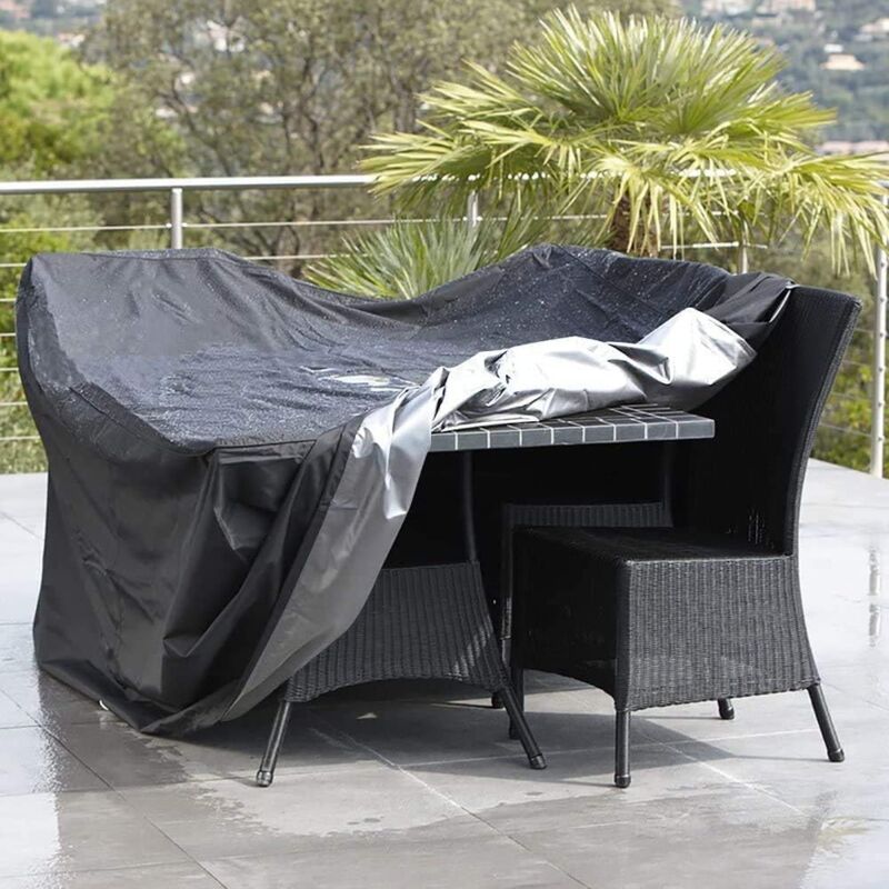 Black Oxford Rectangular Garden Furniture Table Cover with UV Protection, 210 x 140 x 80 cm - Image 4