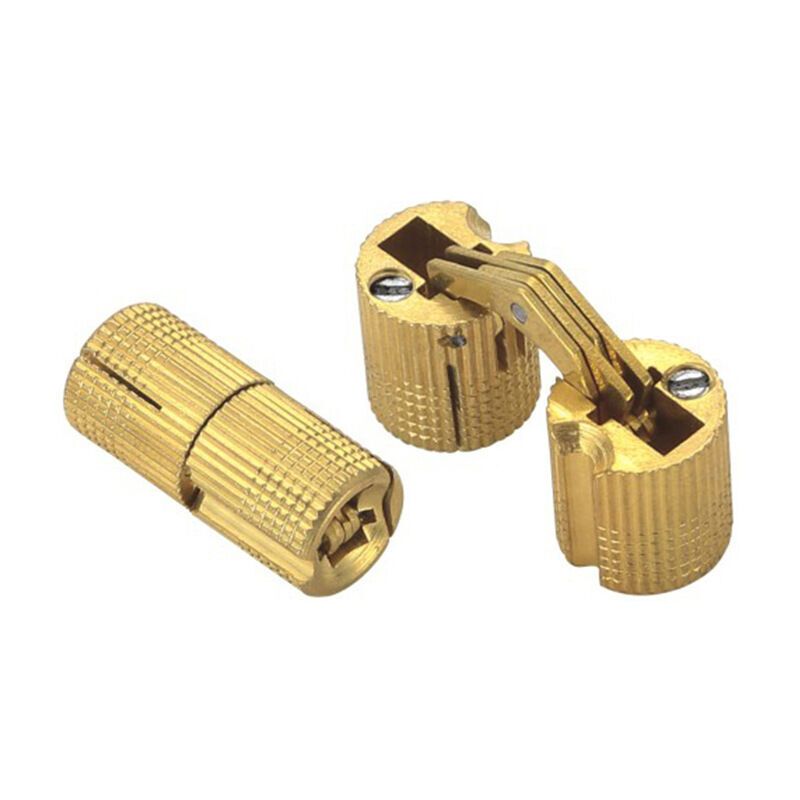 2 Pcs Brass Hidden Invisible Barrel Hinges for Wooden Door Cabinet Caravan, 16 mm - Image 1