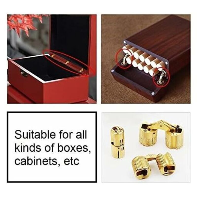 2 Pcs Brass Hidden Invisible Barrel Hinges for Wooden Door Cabinet Caravan, 16 mm - Image 3