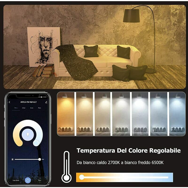 1 Pcs E27 WiFi Smart LED Bulb 10W RGB CCT Compatible with Alexa Google Home, 2000K to 4000K - Image 3