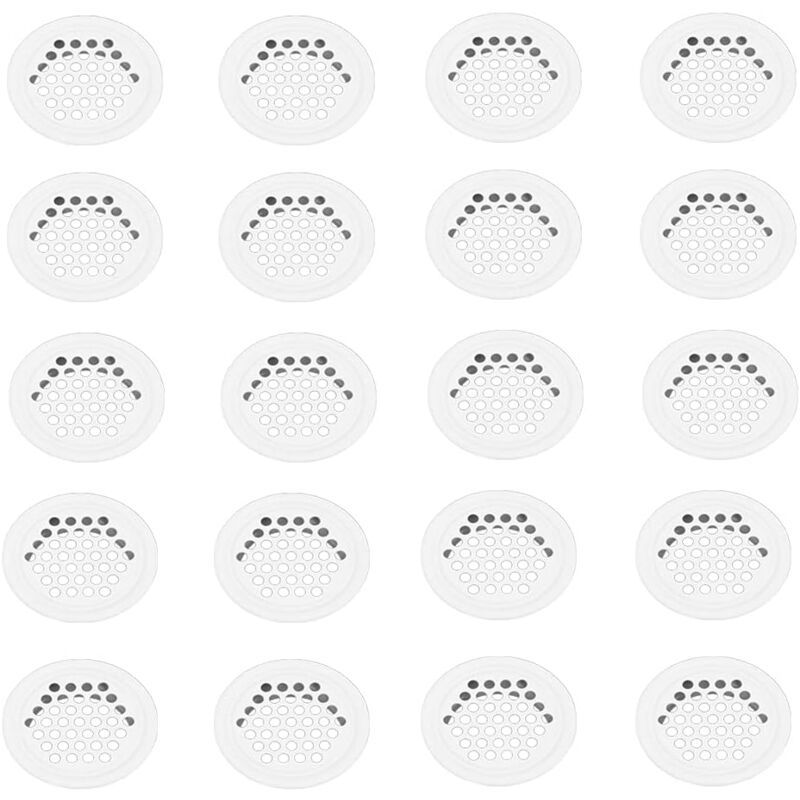 20 Pcs White Round Stainless Steel Ventilation Grilles for Kitchen Cabinet Furniture, 35 mm - Image 1
