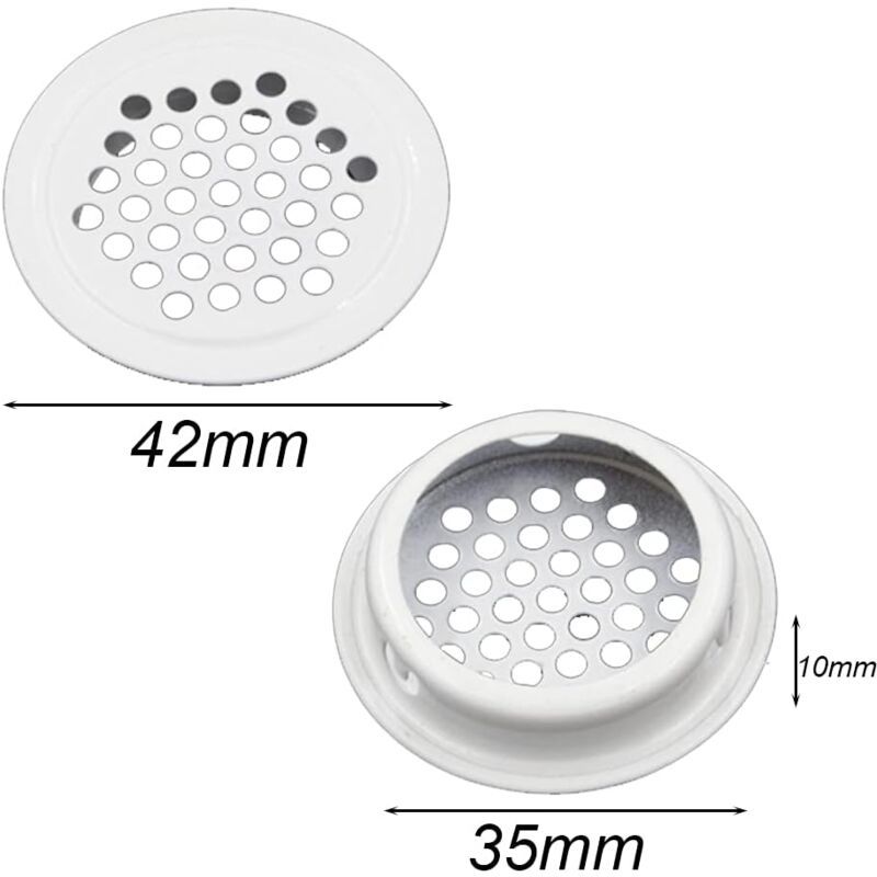 20 Pcs White Round Stainless Steel Ventilation Grilles for Kitchen Cabinet Furniture, 35 mm - Image 2