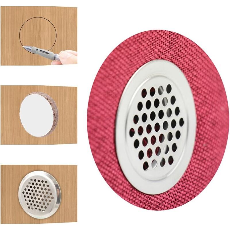 20 Pcs White Round Stainless Steel Ventilation Grilles for Kitchen Cabinet Furniture, 35 mm - Image 3