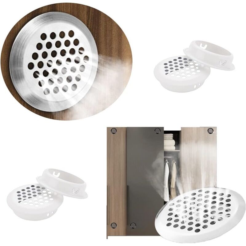 20 Pcs White Round Stainless Steel Ventilation Grilles for Kitchen Cabinet Furniture, 35 mm - Image 4