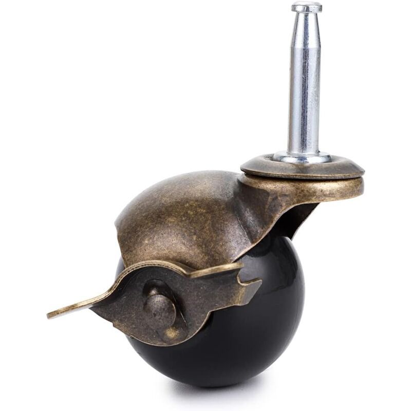 4 Pcs Bronze Ball Furniture Casters with Sockets and Brake, 1.5 inch - Image 2