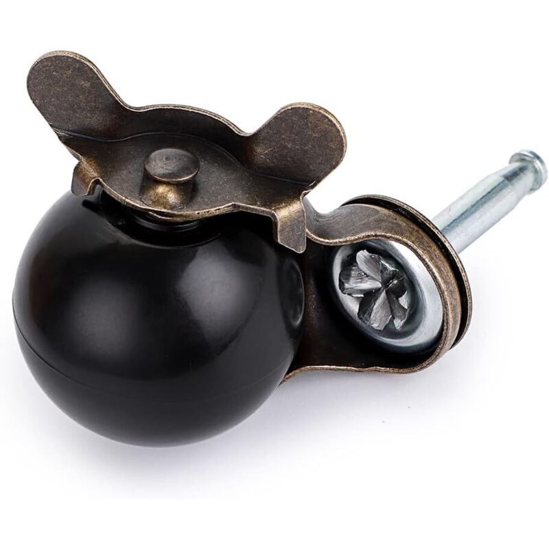 4 Pcs Bronze Ball Furniture Casters with Sockets and Brake, 1.5 inch - Image 3